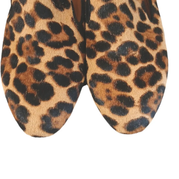 J Crew Calf Hair Smoking Loafer S Women’s Size 7.5 Leopard Print Flats - Picture 5 of 10